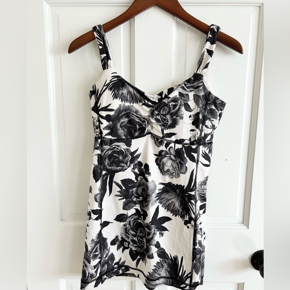 lululemon athletica Black and White Floral Tank Top